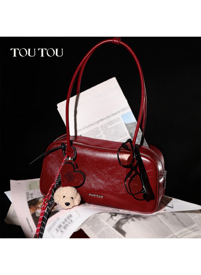 Toutou Women's Boston Bowling Bag Red Shoulder Bag For Wedding Bride Birthday 3.8 Festival Gift - Image 3