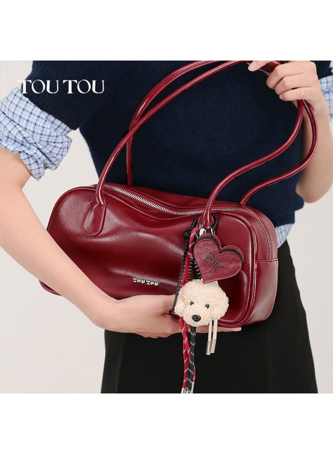 Toutou Women's Boston Bowling Bag Red Shoulder Bag For Wedding Bride Birthday 3.8 Festival Gift - Image 5