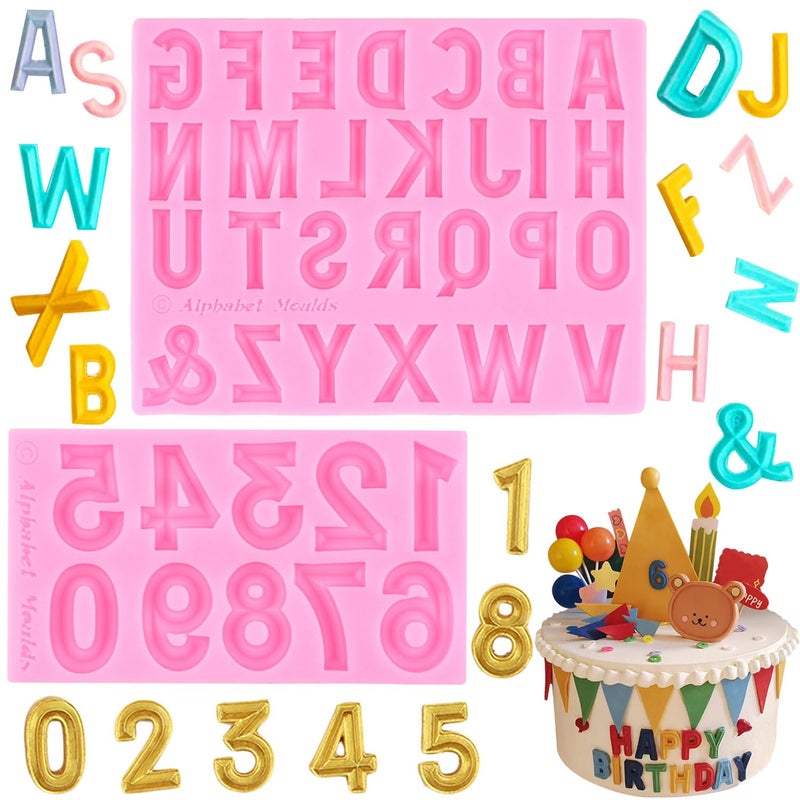 ZiXiang Letter Silicone Molds Number Fondant Molds Uppercase Alphabet Letters Chocolate Molds For Sugar Cake Decorating Cupcake Topper Candy Polymer Clay Gum Paste Set Of 2 - Image 2
