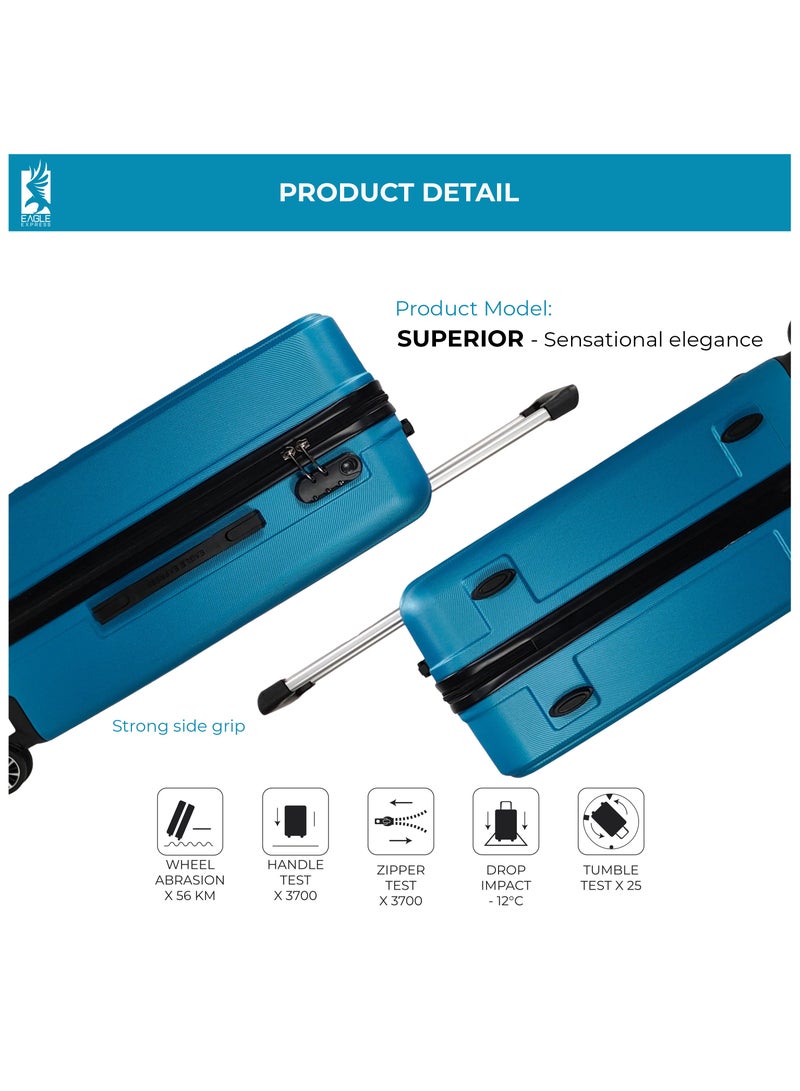 Eagle Express Superior ABS Hard Trolley Luggage - 24 inch - Blue - Free Protective Cover - 1-Year Warranty - Image 3