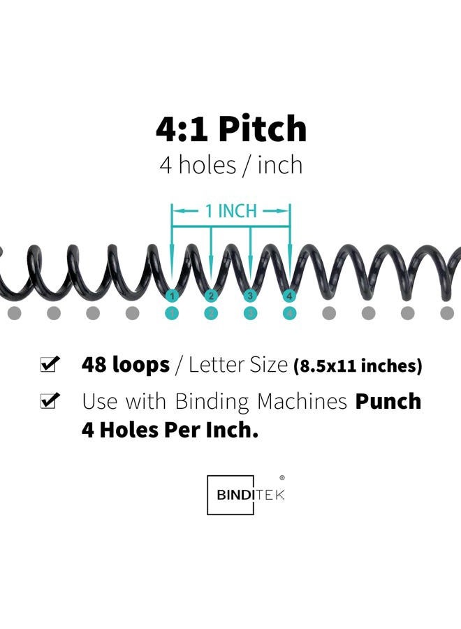 Binditek 100 Pack Plastic Spiral Binding Coils, Multi Size, 4:1 Pitch, Black Binding Spirals (6mm+8mm+10mm+12mm), for Students and Coworkers - Image 3
