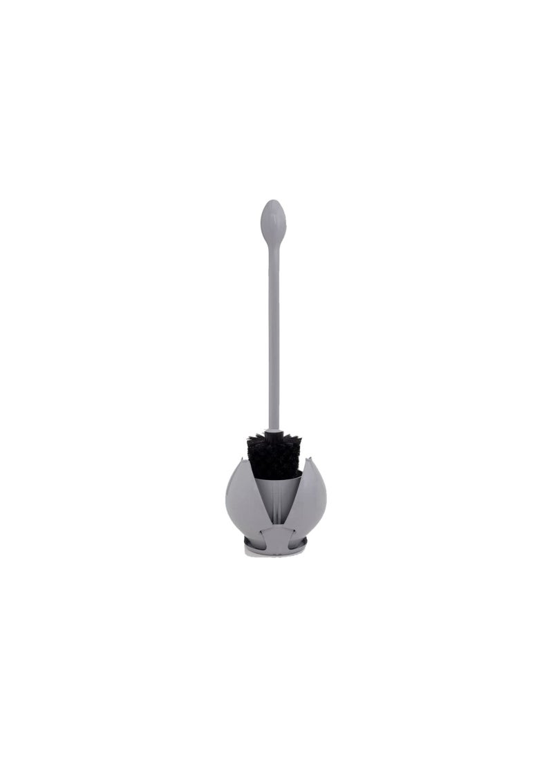 Primanova Lotus E61 Rustproof Toilet Brush With Auto Close Canister Discreet Holder -Grey  - Image 1
