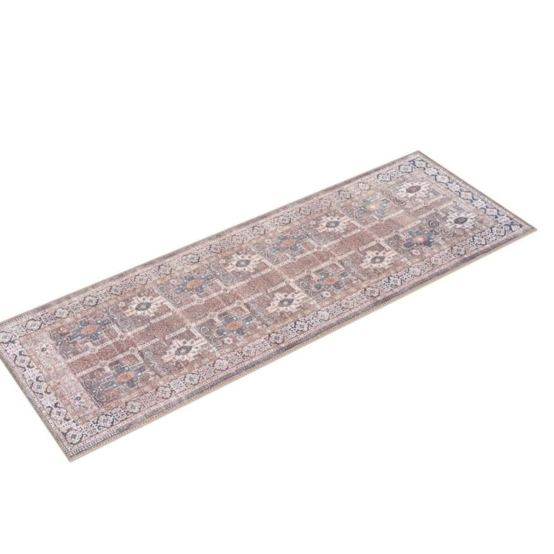 Bloom Rugs بلوم سجاد قابلة للغسل 10 قدم عداء - عداء بني/أزرق/برتقالي للدخول إلى حمام ومطبخ المدخل - الحجم الدقيق: 2.5 "× 10"  - Image 4