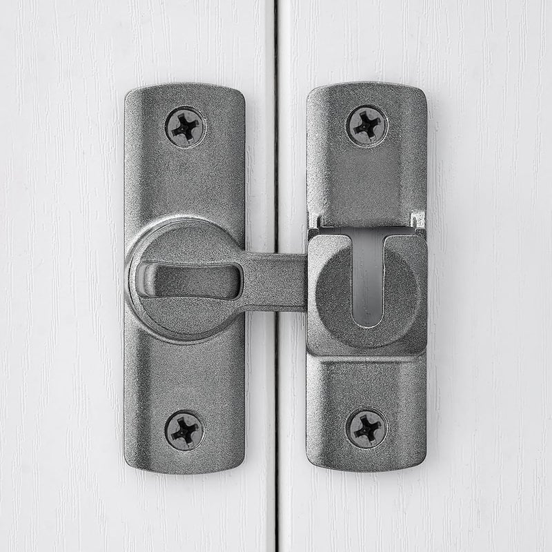 INIRET Grey Barn Door Latches,90/180 Degree Gate Lock,Aluminum Alloy Right Angle Door Lock Latch,Flip Gate Latches Hardware,Door Security Sliding Door Lock fo Cabinets,Barn Door,Bathroom - Image 4