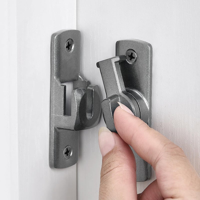 INIRET Grey Barn Door Latches,90/180 Degree Gate Lock,Aluminum Alloy Right Angle Door Lock Latch,Flip Gate Latches Hardware,Door Security Sliding Door Lock fo Cabinets,Barn Door,Bathroom - Image 1