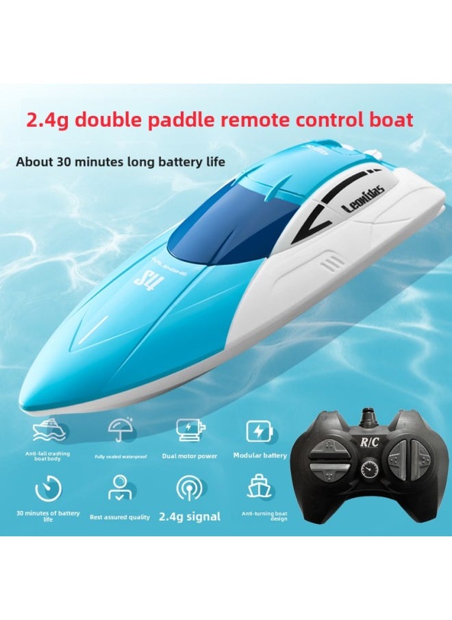 Remote Control Boat High Speed Remote Control Speedboat Electric Boy 61 Children Water Toy Boat Model Water, Land And Air Three In One-Color:Blue❥Remote Control Boat—double Propeller Speed Boat-Specifications:Three Batteries [comes With Remote Control Batteries + Replacement If Damaged/lifetime Maintenance]  - Image 1