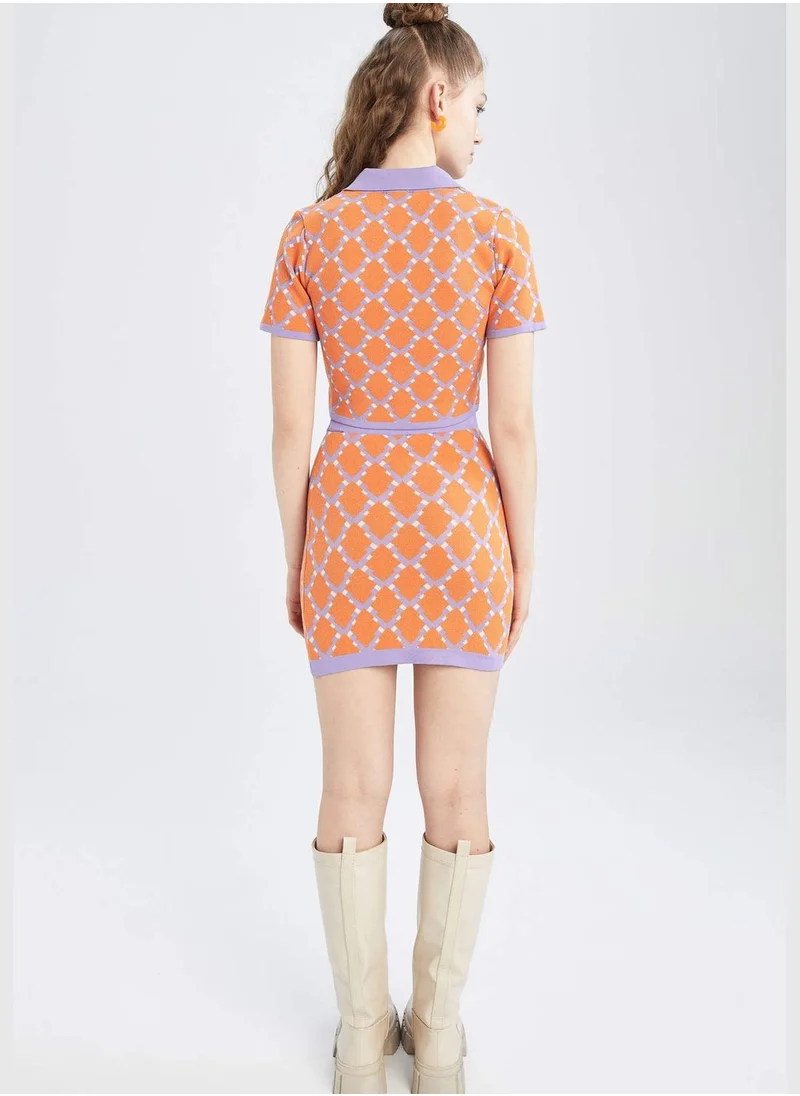 DeFacto Slim Fit Colour Block Printed Mini Skirt
