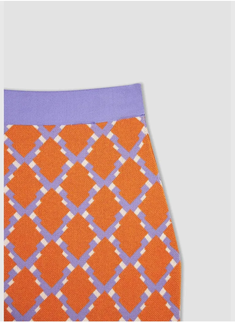 DeFacto Slim Fit Colour Block Printed Mini Skirt