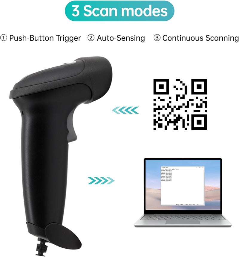Handheld USB 2D 1D Barcode Scanner COMS Sensor High Speed Scanning QR Code Reader Plug and Play for Mobile Payment Supermarket Retail Shop Grocery Store - Image 5