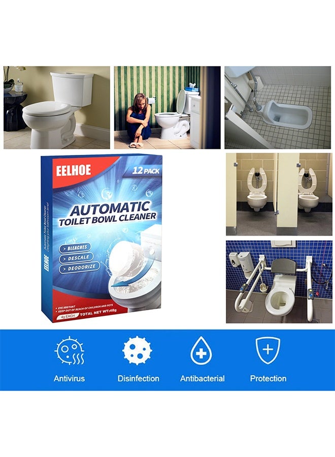 EELHOE Toilet Bowl Cleaner Tablets, Automatic Toilet Bowl Cleaners with Bleach, Durable Toilet Tank Cleaners with Sustained-Release Technology, Household Toilet Cleaners with Easy Operation - 12 PACK - Image 3