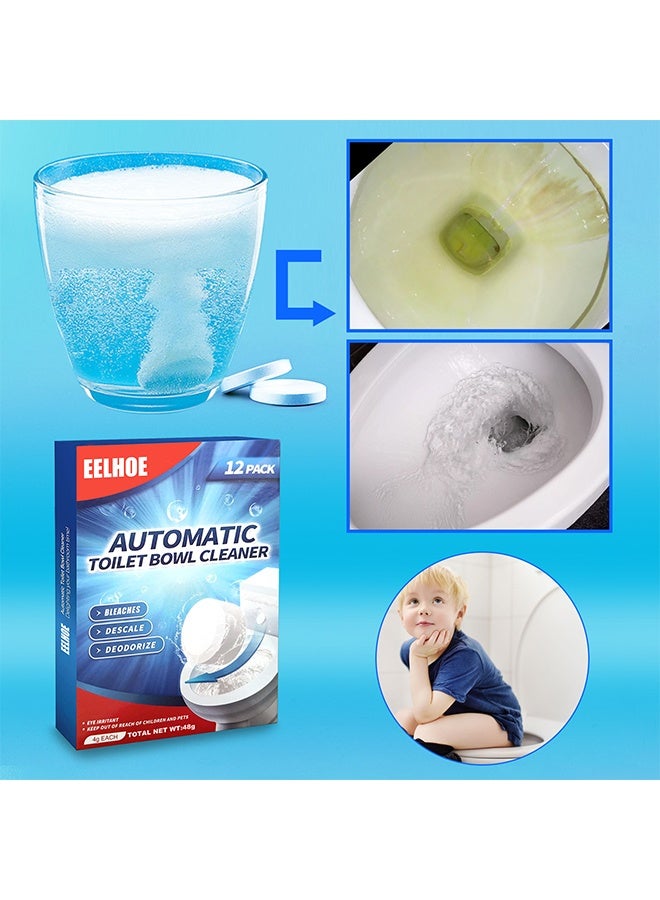 EELHOE Toilet Bowl Cleaner Tablets, Automatic Toilet Bowl Cleaners with Bleach, Durable Toilet Tank Cleaners with Sustained-Release Technology, Household Toilet Cleaners with Easy Operation - 12 PACK - Image 2