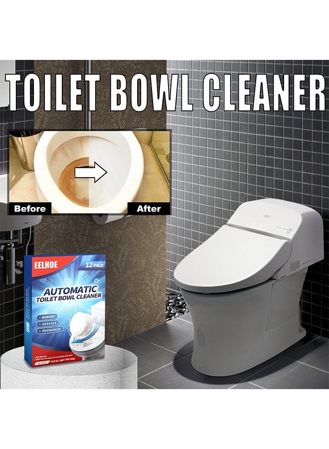 EELHOE Toilet Bowl Cleaner Tablets, Automatic Toilet Bowl Cleaners with Bleach, Durable Toilet Tank Cleaners with Sustained-Release Technology, Household Toilet Cleaners with Easy Operation - 12 PACK - Image 1