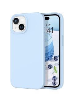 AKSESORY iPhone 15 Light Blue Silicone Case (6.1”) – Shockproof, Slim Fit, Soft Touch, Anti-Scratch, Durable Protective Cover 