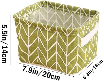 Dyzeko Foldable Mini Square Storage Basket Set Of 5 Small Collapsible Canvas Containers Organizers With HandleCotton BlackWhiteGreyBlueGreenMulticolor - Image 2