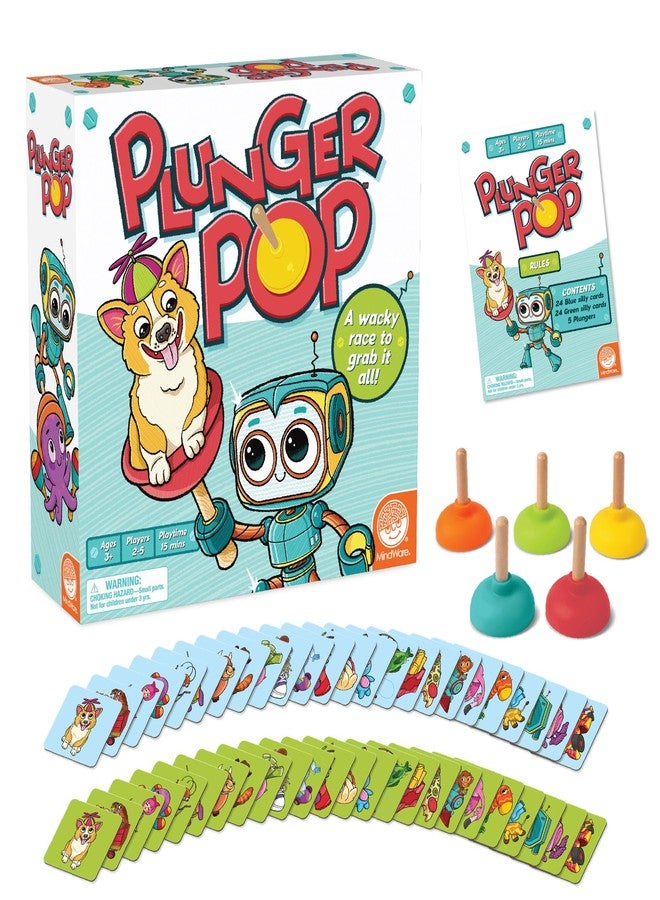 MindWare Plunger Pop Card Game for Kids - Wacky Matching & Quick Action, Early Learning Game, 2-5 Players, Ages 3+ - Image 2
