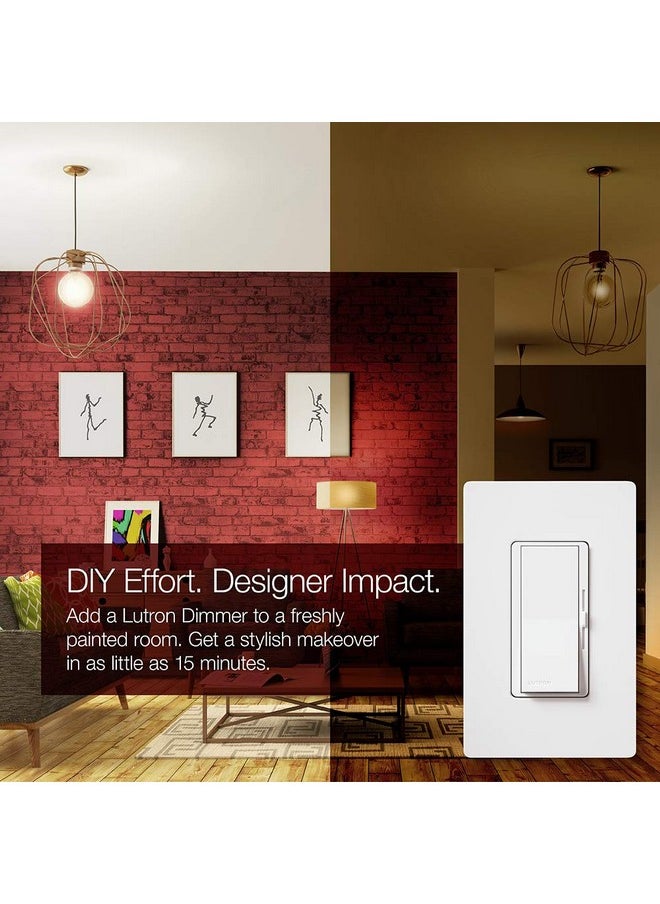 LUTRON Lutron Diva LED+ Dimmer Switch for Dimmable LED, Halogen and Incandescent Bulbs, 150W/Single-Pole or 3-Way, White (2-Pack)  - Image 3