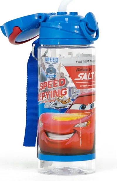 اوبلاند Boy's Water Bottle Licensed Original Frozen Spider Man Cars Straw 500 ml PP Free
