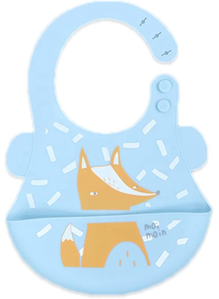 Pixie Baby Silicone Bibs Easily Clean, Soft Adjustable Waterproof Toddler Silicone Bibs for Babies Girl and Boy Fox, Multi Color - Image 1