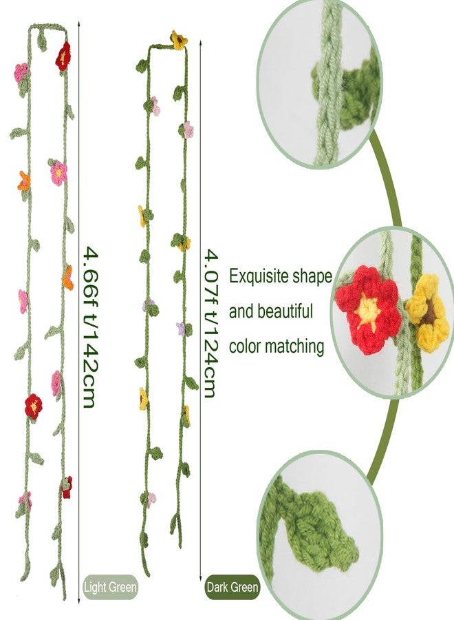 GhuaH 2 Pcs Crochet Flowers Hanging Plant Daisy Sunflower for Accessories Car Flower Arrangement Artifical Sunflower and Wildflowers Crochet Flower for Women Girls Birthday Christmas Party Home - Image 2