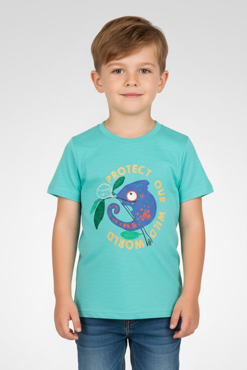 Hamleys Toddlers Boy Crew Neck Short Sleeve Graphic Print T-Shirt, Turquoise - Image 1