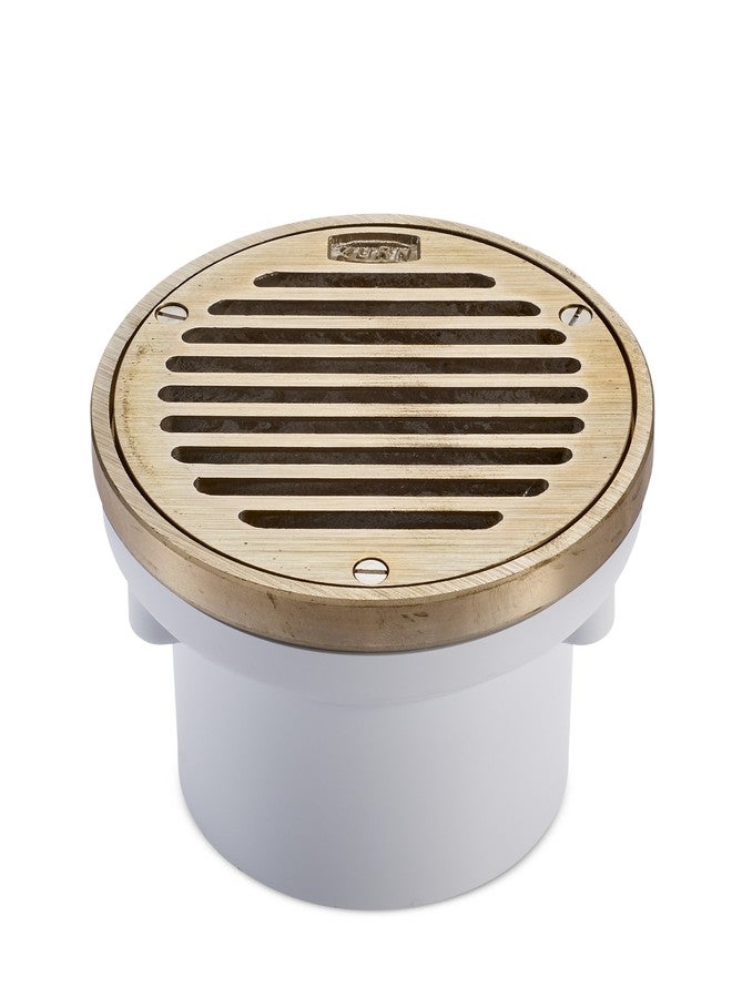 Zurn FD2220-PV3-NT Medium-Duty Floor Drain with Nickel Top, PVC Body, 3" PVC Hub Connection