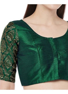Studio Shringaar Studio Shringaar Women's Brocade Sleeves Saree Blouse(Bottle Green, 46)  - Image 3