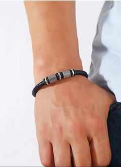 Men’s Elegant Bracelet Made Of High Quality PU Leather And Stainless Steel