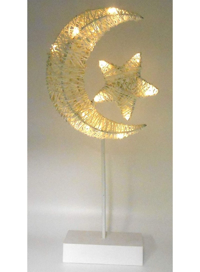DubaiGallery Light up Indoor Decoration White Stand Star & Moon– Ramadan Eid-ul-Fitr Eid al-Adha Kareem Decoration/Battery Operated - Image 2