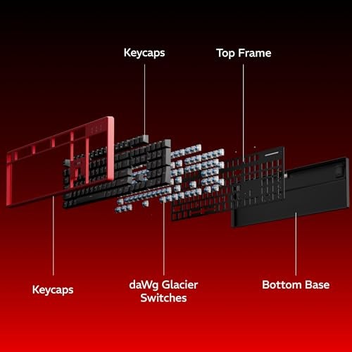 daWg Highkey 685, Anti-Ghosting Wired Mechanical 100% Keyboard, RGB, Fiery Red Switches, 3 Swappable Panels, Double-Shot PBT Key, 1000Hz Polling Rate, Advance Software, 1.8m Braided Cable - Image 3