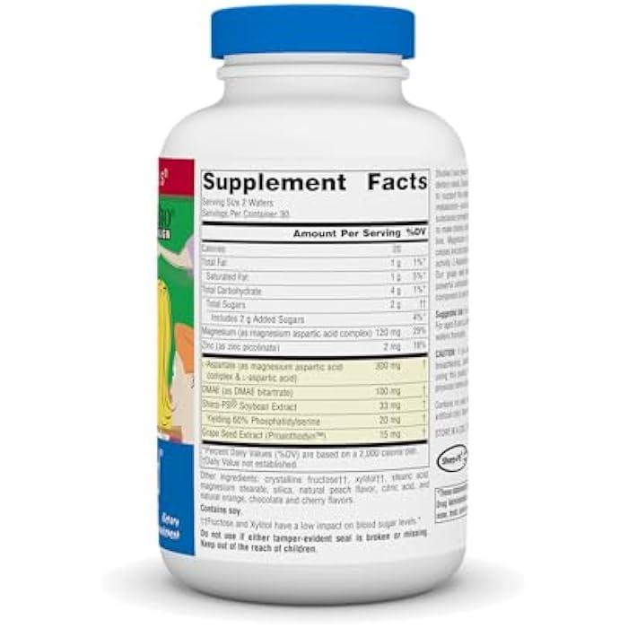 Source Naturals Attentive Child - Healthy Cognitive Nutrients for Active Children - Improved Focus & Attention with DMAE, Magnesium, Zinc & Grape Seed Extract - 60 Chewable Wafers. - Image 2