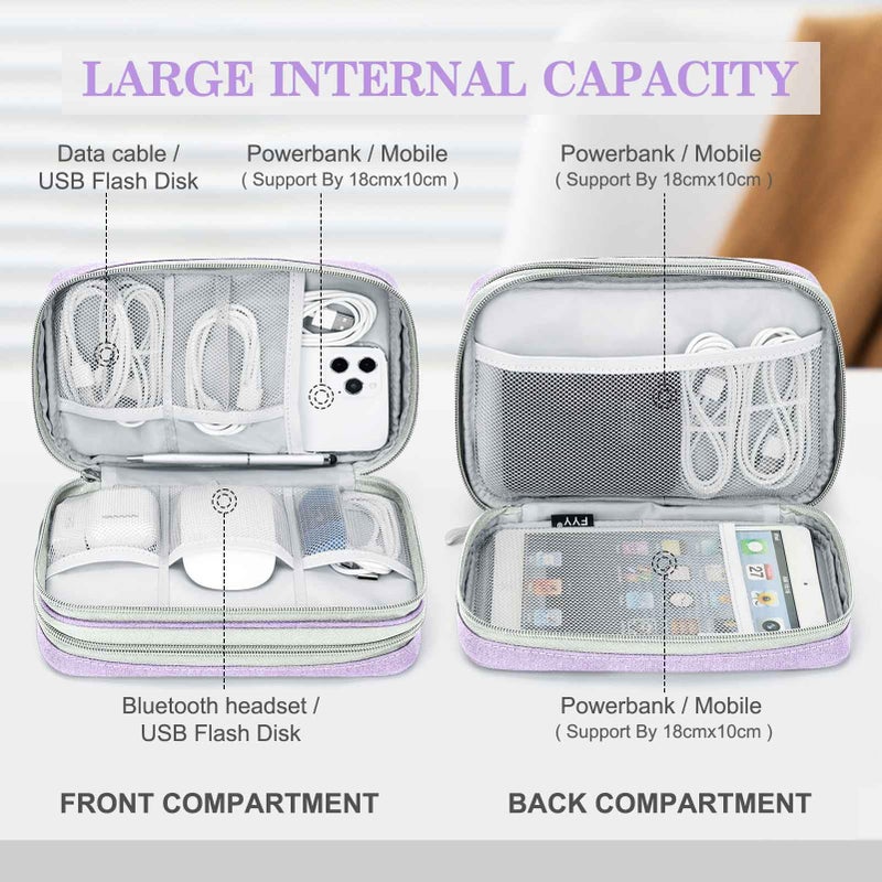 Waterproof Travel Cable Organizer Bag with Double Layer Storage for Cords, Chargers, Phone and Earphone - Image 3