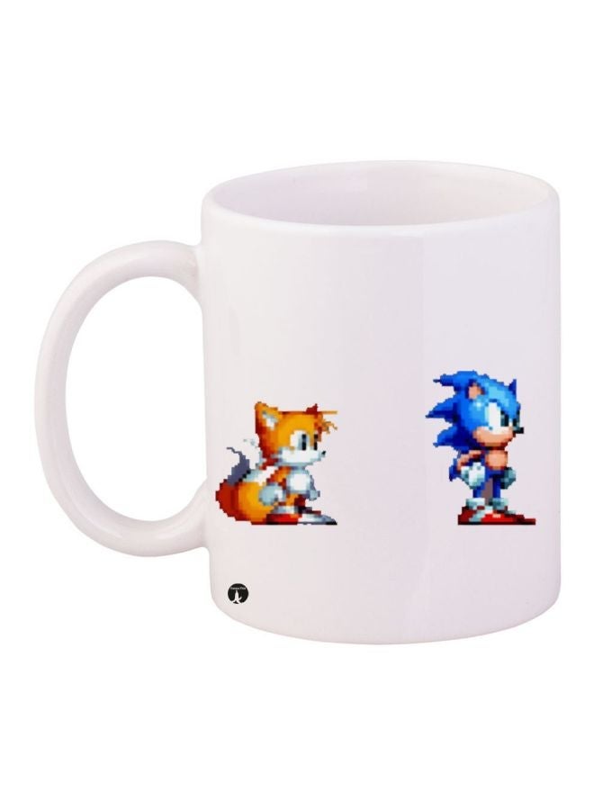 RYN Sonic Printed Coffee Mug White/Brown/Blue 11ounce