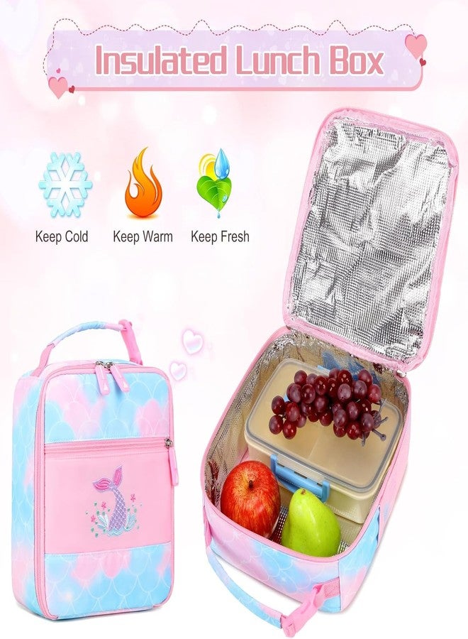 ADSON Mermaid Kawaii (3Pcs Set) Backpack, Cute Rainbow School Backpack for Girls with Insulated Lunch Box Pen Case Set, Kids Backpack Kindergarten Elementary School Book Bag for Girls(Multi Colour) - Image 5