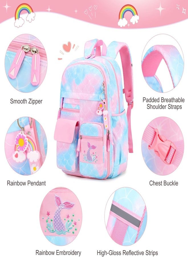 ADSON Mermaid Kawaii (3Pcs Set) Backpack, Cute Rainbow School Backpack for Girls with Insulated Lunch Box Pen Case Set, Kids Backpack Kindergarten Elementary School Book Bag for Girls(Multi Colour) - Image 4