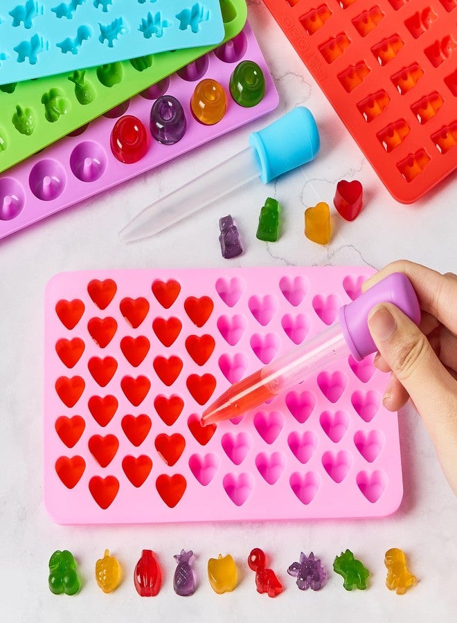 CLUEWR 5 Pcs Gummy Candy Molds With 2 Dropper, Silicone Bear Donut Dinosaur Fruit Snack Molds Non-stick and BPA Free Silicone Candy Mold for Mini Jello Candy Chocolate Gummy - Image 5