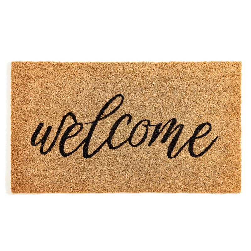 KANKUN Coco Coir Door Mat with Heavy Duty Backing, Welcome Doormat (17" x 30"), Doormat Entrance (Welcome3) - Image 1