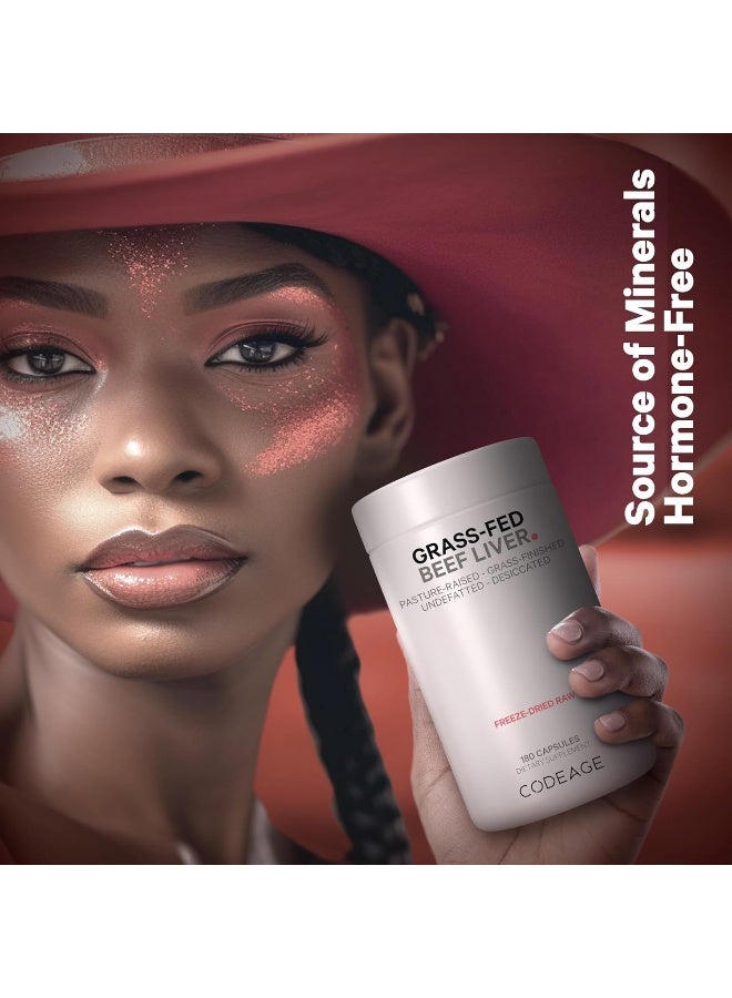 Codeage Grass Fed Beef Liver Supplement - Freeze Dried, Non-Defatted, Desiccated Beef Liver Glandulars Bovine Pills– Liver Health Foods Meat – Argentina Beef Vitamins For Liver - Non-GMO -180 Capsules - Image 5