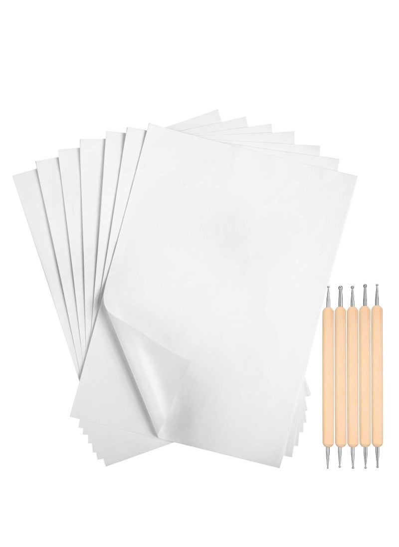 Y&D 105 Pieces White Carbon Transfer Paper 11.7 x 8.3 Inch Tracing Graphite Copy with Embossing Stylus Dotting Tools for Cloth Fabric Wood  - Image 1
