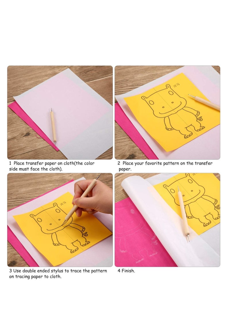 Y&D 105 Pieces White Carbon Transfer Paper 11.7 x 8.3 Inch Tracing Graphite Copy with Embossing Stylus Dotting Tools for Cloth Fabric Wood  - Image 3
