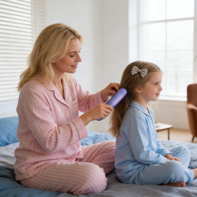 Purple Heated Straightening Brush Hair Comb With LCD Display For Women And Girls - Image 3