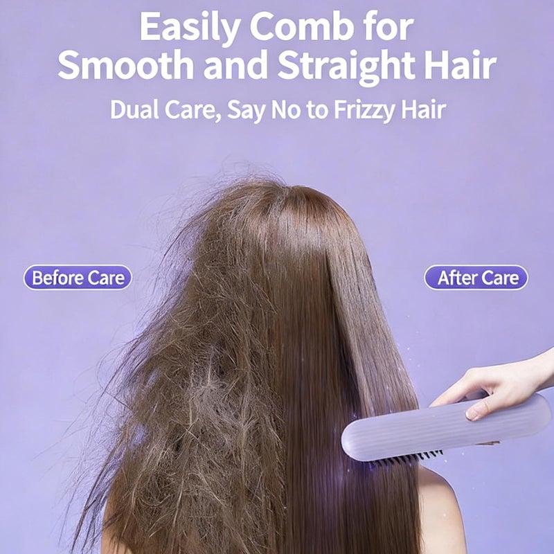 Purple Heated Straightening Brush Hair Comb With LCD Display For Women And Girls - Image 5