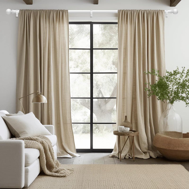 Wolistsa White Curtain Rod, 1 Inch Adjustable Heavy Duty Curtain Rods for Windows 48 to 84 Inch, Decorative Modern Window Treatment Rods, Telescopic Splicing Metal Drapery Pole, Easy Installation - Image 2