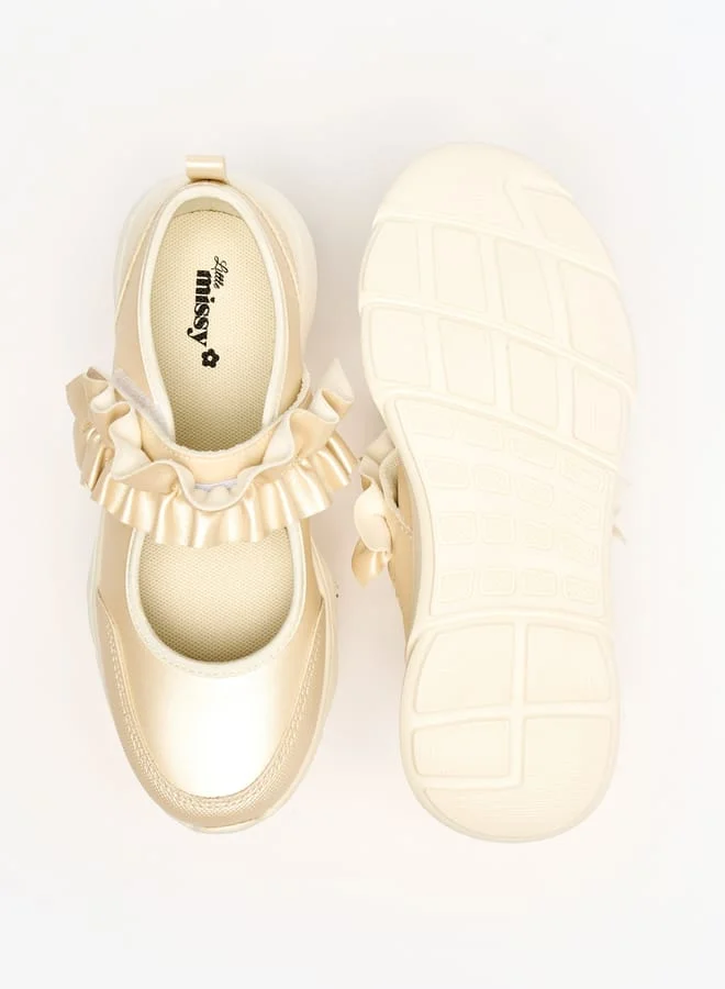 Little Missy Girls Solid Lightweight Mary Jane Shoes with Hook and Loop Closure