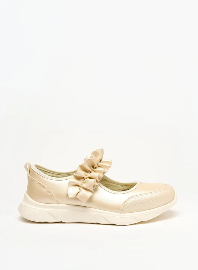 Little Missy Girls Solid Lightweight Mary Jane Shoes with Hook and Loop Closure