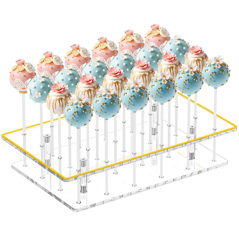 DEMEGA Cake Pop Stand 24 Holes Lollipop Display Stand Acrylic Clear Cake Pop Holder Lollipop Display for Dessert Table Weddings Birthday Party Halloween Candy Decorative - Image 2