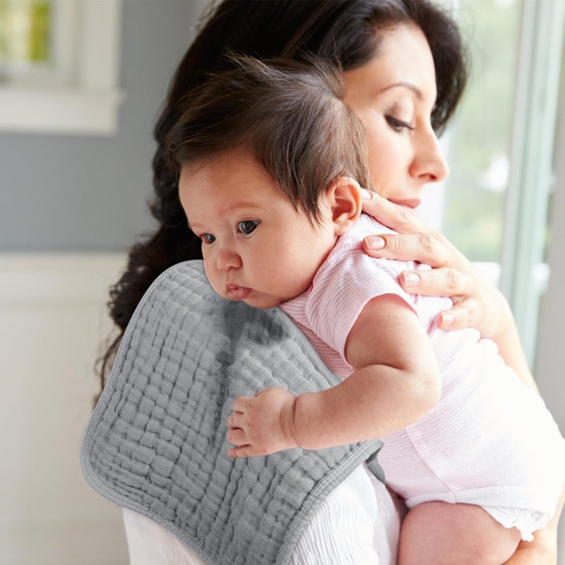 Looxii Muslin Burp Cloths 100% Cotton Muslin Cloths Large 20''x10'' Extra Soft and Absorbent 6 Pack Baby Burping Cloth for Boys and Girls White+Gray - Image 5