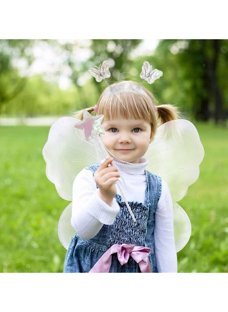 CMGTYYD - Girls Fairy Costume Set Princess Tutu Skirt Fairy Magic Butterfly Wings Dress Up Fantasy Costume Play with Butterfly Wings, Magic Wand and Headband Set for 3-8 Years Girls - Image 1