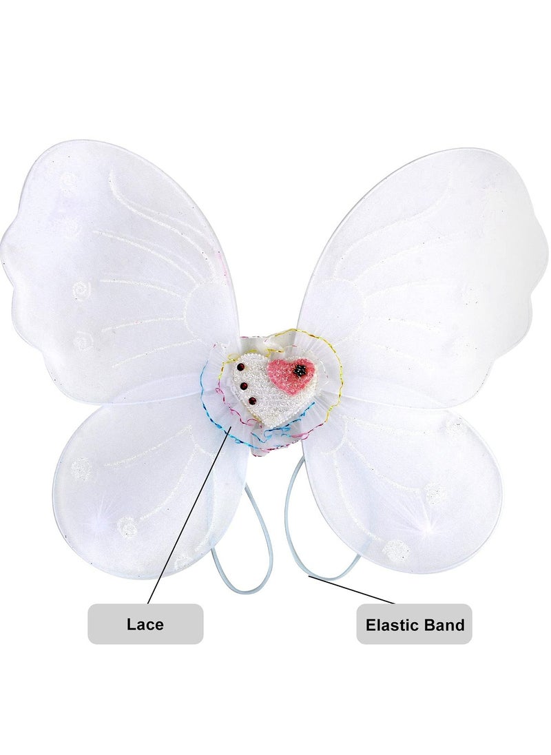 CMGTYYD - Girls Fairy Costume Set Princess Tutu Skirt Fairy Magic Butterfly Wings Dress Up Fantasy Costume Play with Butterfly Wings, Magic Wand and Headband Set for 3-8 Years Girls - Image 1