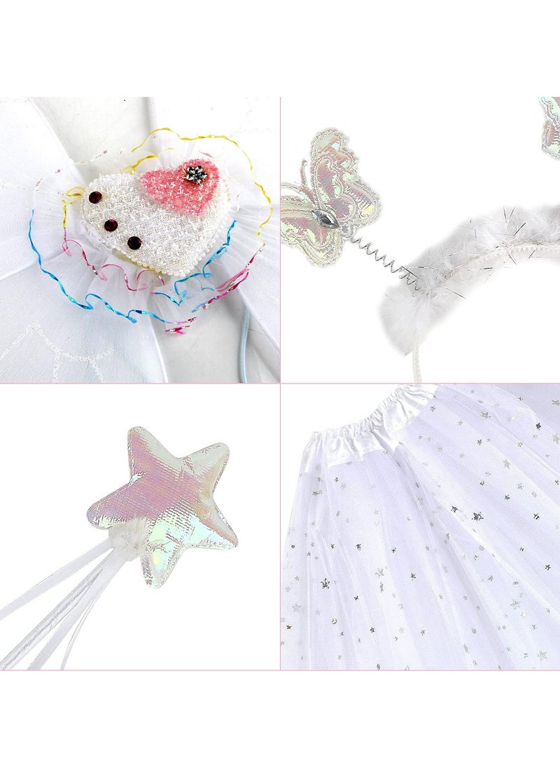 CMGTYYD - Girls Fairy Costume Set Princess Tutu Skirt Fairy Magic Butterfly Wings Dress Up Fantasy Costume Play with Butterfly Wings, Magic Wand and Headband Set for 3-8 Years Girls - Image 1