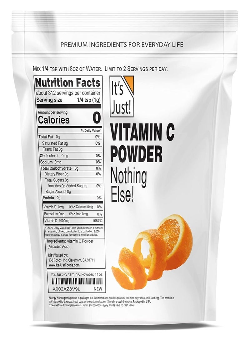It's Just! Vitamin C Powder, 100% Pure Ascorbic Acid, Food Grade, Immune Support, Homemade Cosmetics (11Oz) - Image 2